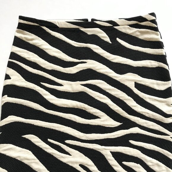 NWT Natori Leo Jacquard Pencil Skirt Womens 12 Cream Black Stripe Straight NEW - Picture 4 of 14